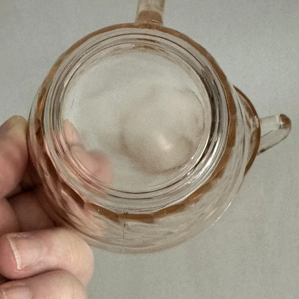(2) Vintage Hazel Atlas‎ Glass DIAMOND OPTIC Pink Cup Teacup
